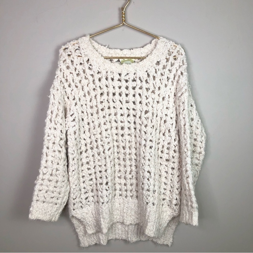 Ivory white cozy chenille chunky sweater M